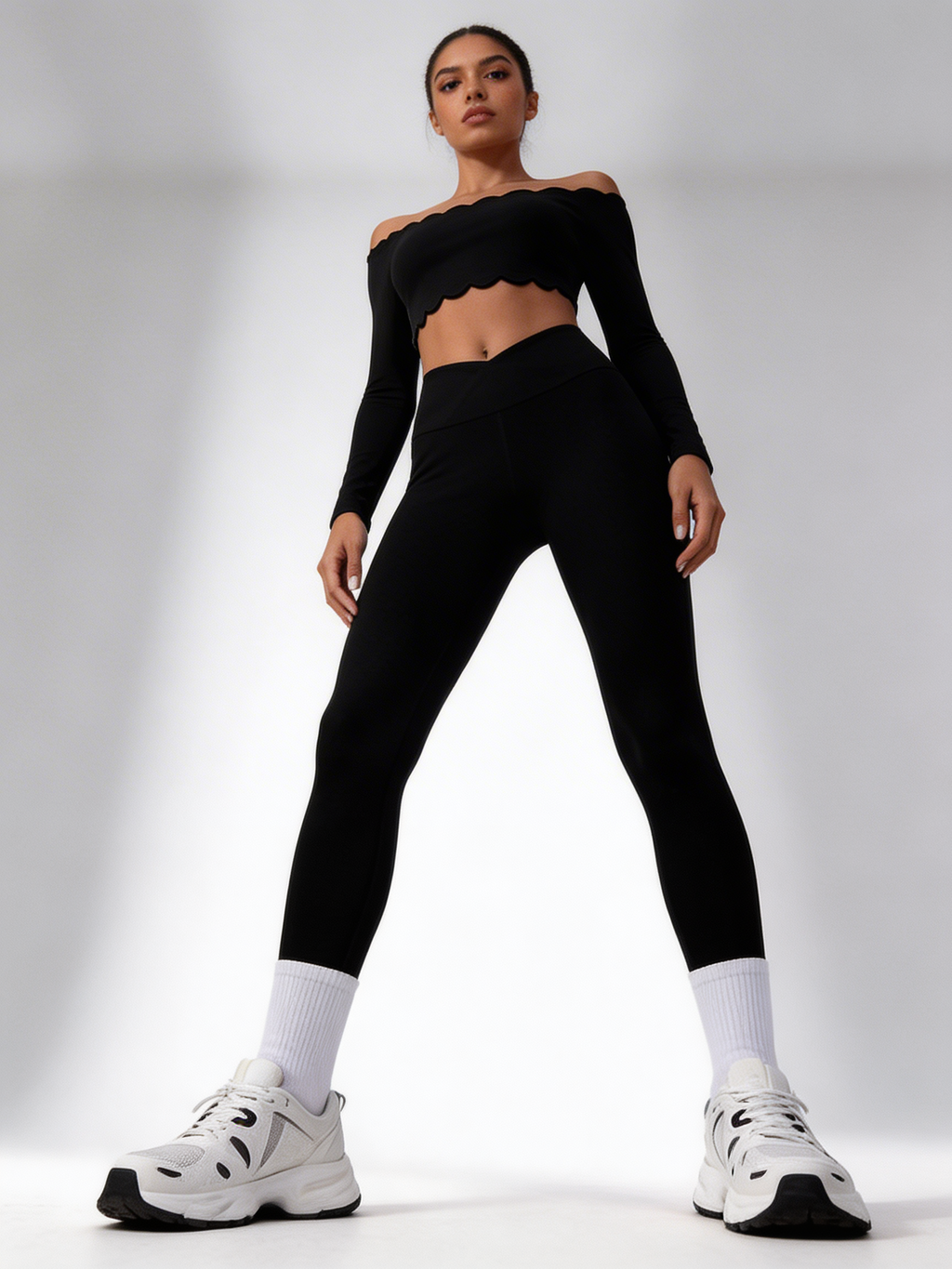 ORVELLA Sculpt Off-Shoulder Scallop Top