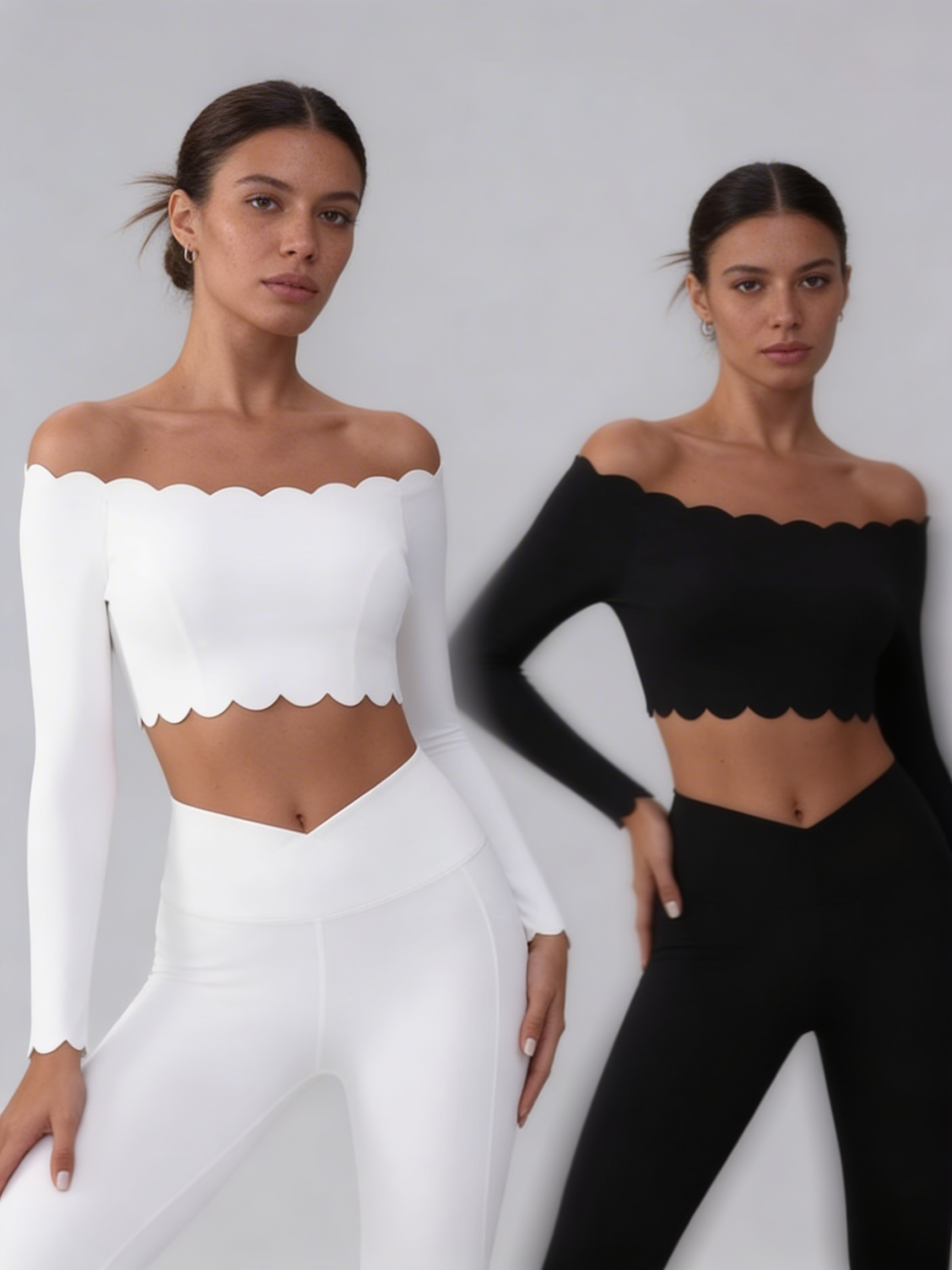 ORVELLA Sculpt Off-Shoulder Scallop Top
