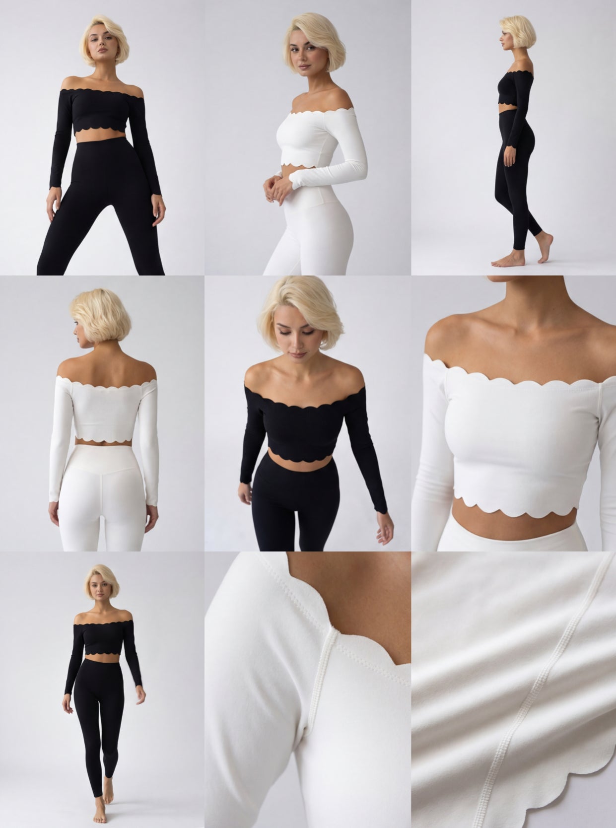 ORVELLA Sculpt Off-Shoulder Scallop Top